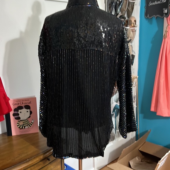 Vintage Princess Cruises Black Sequin Blouse - Picture 5 of 6